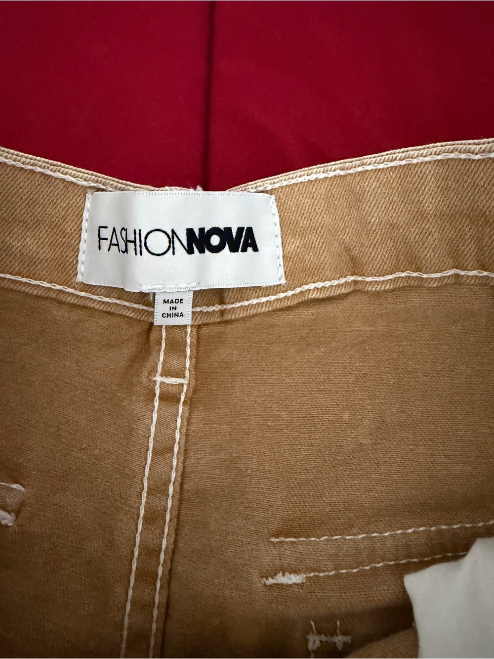 Fashion Nova Tan cargo Wide Leg Jeans women size 9